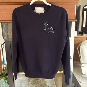 Lingua Franca 100% cashmere, Pisces constellation, med, like new